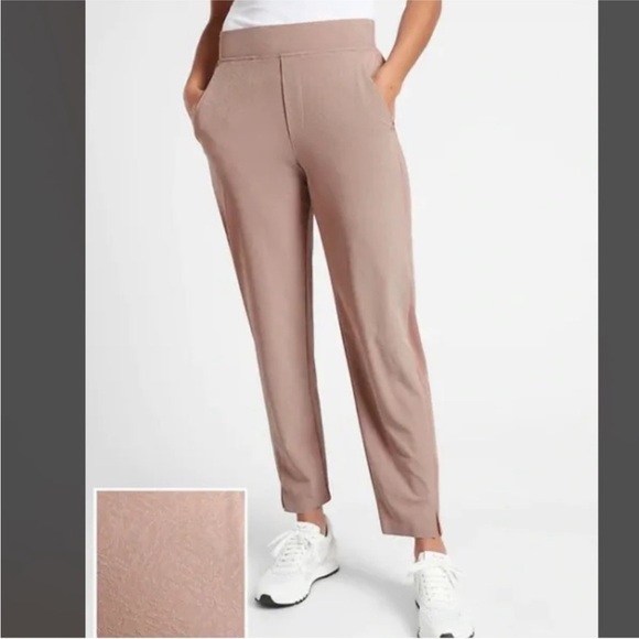 Athleta Pants - Athleta Brooklyn Textured Ankle Pants sz 6T brown pockets preloved